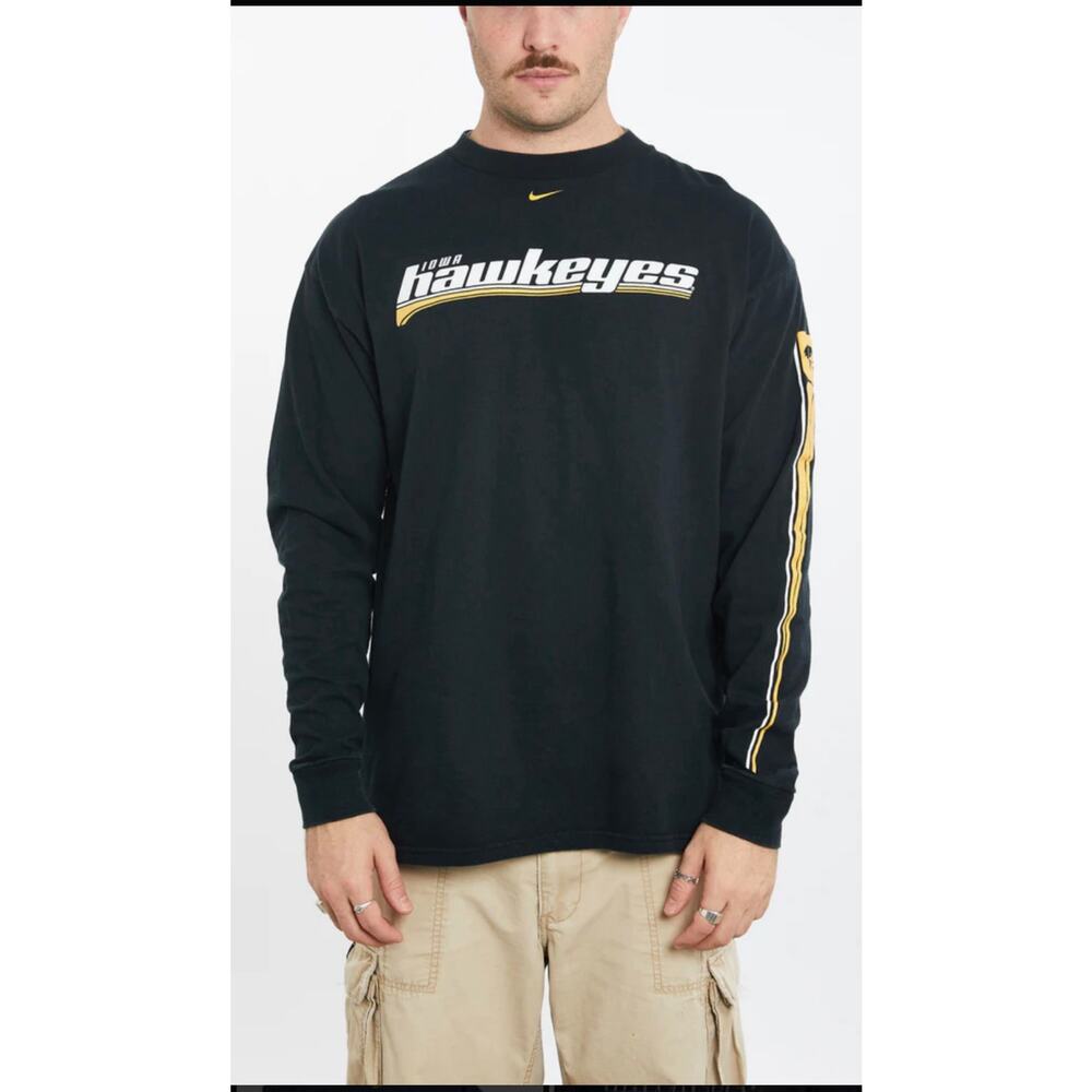 Vintage Nike Iowa Hawkeyes  Men’s Black Long‎ Sleeve Athletic Sz XL Y2K